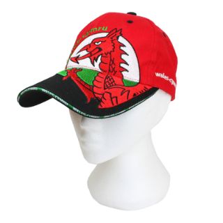 Welsh Dragon Baseball Cap with Black Peak